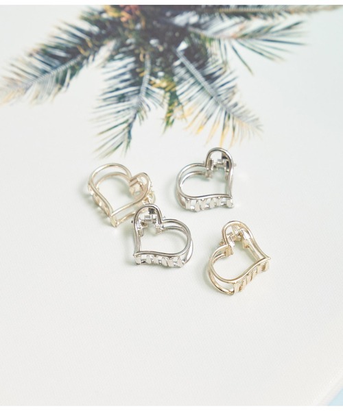 anap mimpi(アナップミンピ)の「2SET メタル ハート ミニヘアクリップ(バレッタ/ヘアクリップ・レディース・シルバー/ゴールド・FREE)」の1枚目の写真