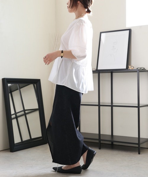 ULEULA(ウルア)の「前後2WAYランタンスリーブブラウス/深Vネックボリュームスリーブブラウス(シャツ/ブラウス・レディース・アイボリー/ブラック/グレイッシュベージュ/チャコールグレー・FREE)」の16枚目の写真