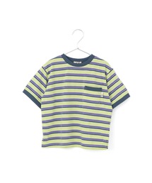 MAKE YOUR DAY | ポケット付きマルチボーダー半袖Tシャツ■80～140cm(Tシャツ/カットソー)