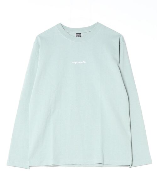 TRAP/U (トラップユー)の「コットン天竺 / メッセージロゴ刺繍 クルーネック ロンTee(長袖)(Tシャツ/カットソー・メンズ・ホワイト/ブラック/ライトブルー・M/L)」の1枚目の写真