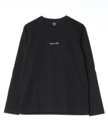 コットン天竺 / メッセージロゴ刺繍 クルーネック ロンTee(長袖)
