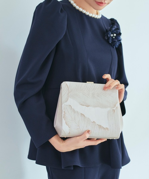 リーフ柄ジャガードクラッチパーティーバッグ（クラッチバッグ）｜RUIRUE BOUTIQUE（ルイルエブティック）