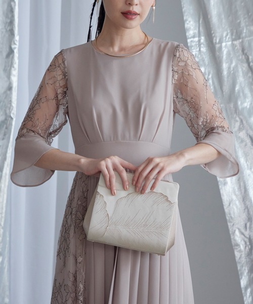 リーフ柄ジャガードクラッチパーティーバッグ（クラッチバッグ）｜RUIRUE BOUTIQUE（ルイルエブティック）