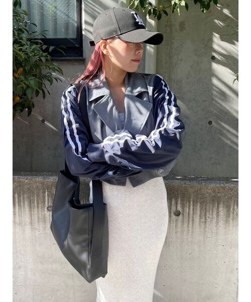 EVRIS（エヴリス）の「ラインドッキングジャケット（テーラードジャケット・レディース・グレー/ブラック・FREE）」の10枚目の写真