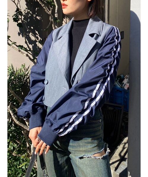 EVRIS（エヴリス）の「ラインドッキングジャケット（テーラードジャケット・レディース・グレー/ブラック・FREE）」の14枚目の写真