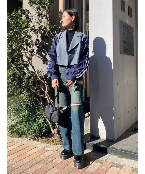 EVRIS（エヴリス）の「ラインドッキングジャケット（テーラードジャケット・レディース・グレー/ブラック・FREE）」の16枚目の写真