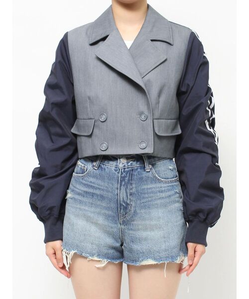 EVRIS（エヴリス）の「ラインドッキングジャケット（テーラードジャケット・レディース・グレー/ブラック・FREE）」の19枚目の写真