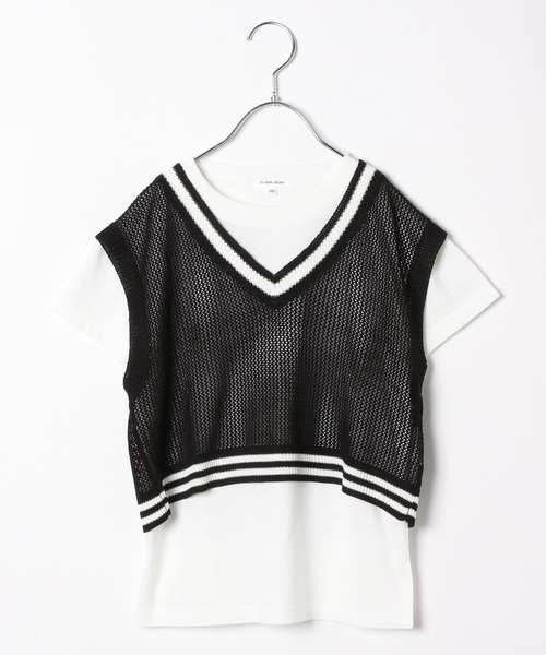 GLOBAL WORK（グローバルワーク）の「Vネックメッシュニットセットプルオーバー/103890（ベスト・キッズ・アイボリー/サックスブルー/ブラック・170cm/160cm/150cm/140cm/130cm/120cm）」の20枚目の写真