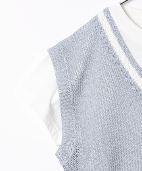 GLOBAL WORK（グローバルワーク）の「Vネックメッシュニットセットプルオーバー/103890（ベスト・キッズ・アイボリー/サックスブルー/ブラック・170cm/160cm/150cm/140cm/130cm/120cm）」の11枚目の写真