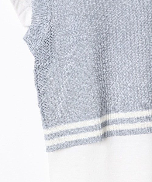 GLOBAL WORK（グローバルワーク）の「Vネックメッシュニットセットプルオーバー/103890（ベスト・キッズ・アイボリー/サックスブルー/ブラック・170cm/160cm/150cm/140cm/130cm/120cm）」の12枚目の写真