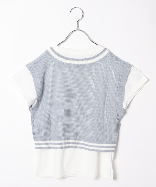 GLOBAL WORK（グローバルワーク）の「Vネックメッシュニットセットプルオーバー/103890（ベスト・キッズ・アイボリー/サックスブルー/ブラック・170cm/160cm/150cm/140cm/130cm/120cm）」の13枚目の写真