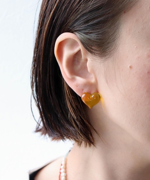 クリアハート×オーロラキャッチピアス（ピアス（両耳用