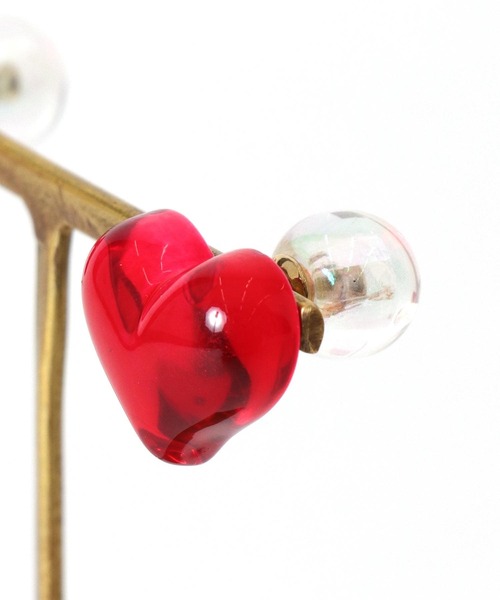 Three Four Time（ｽﾘｰﾌｫｰﾀｲﾑ）の「クリアハート×オーロラキャッチピアス（ピアス（両耳用）・レディース・イエロー/グリーン/レッド・FREE）」の18枚目の写真