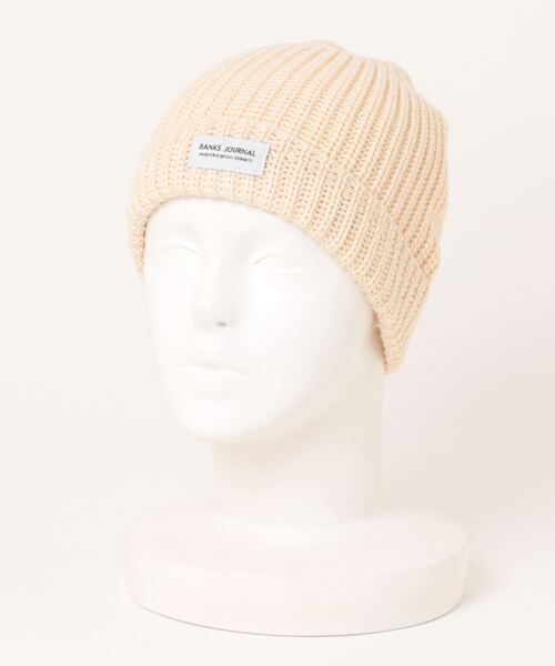 BANKS(バンクス)の「BEANIE/BANKS(バンクス)ワンポイントブランドロゴベーシックワッチキャップ(ニットキャップ/ビーニー・メンズ・レッド/オフホワイト・FREE)」の2枚目の写真