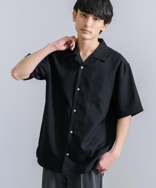Rocky Monroe(ロッキーモンロー)の「オーバーサイズポリトロオープンカラー半袖シャツ(シャツ/ブラウス・メンズ・ブラック/ベージュ/サックスブルー/ライトグレー/チャコールグレー・L/M)」の10枚目の写真