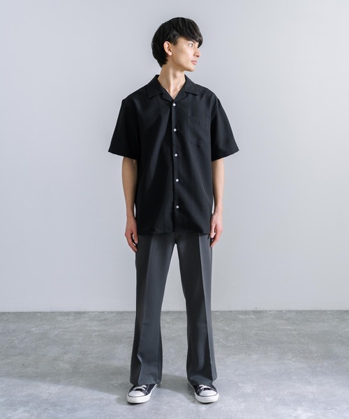 【超美品】MARK&RONA 半袖シャツ オーバーサイズポリトロオープンカラー半袖シャツ（シャツ