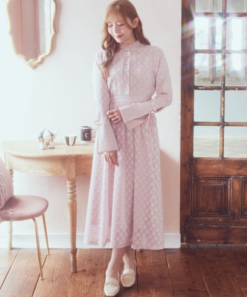 Areeam（アリーム）の「リボン付きカットジャガードワンピース