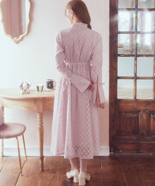 Areeam（アリーム）の「リボン付きカットジャガードワンピース