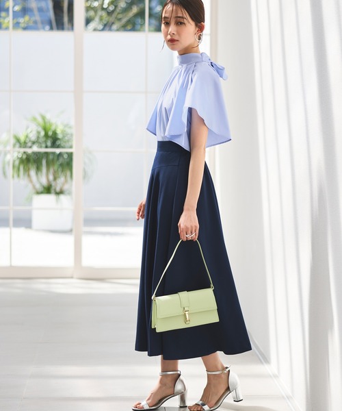 マルチway 洗える ｜ワイドハイネック・ボウタイブラウス ｜ 半袖