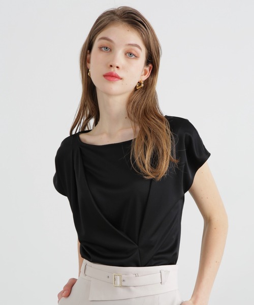 PINKY&DIANNE(ピンキーアンドダイアン)の「◆サテンスムースカットソー(Tシャツ/カットソー・レディース・ブラック/ベージュ/グレー・38)」の2枚目の写真