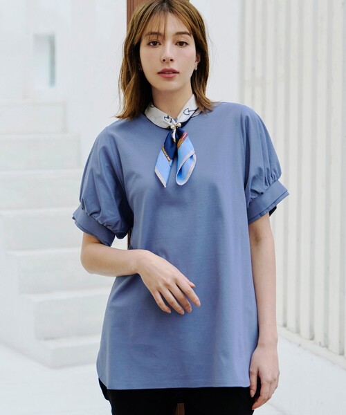 Tiaclasse(ティアクラッセ)の「「あまラク」ボリュームパフスリーブカットソーチュニック(Tシャツ/カットソー・レディース・ピンク系その他/グレー/ブルー/ネイビー・M/L)」の10枚目の写真