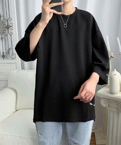 CREARE -LINO-(クレアーレリノ)の「<ユニセックス>刺繍入りカットソー/トップス/Tシャツ(Tシャツ/カットソー・メンズ・ホワイト/ブラック・FREE)」の4枚目の写真