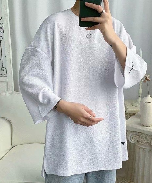 CREARE -LINO-(クレアーレリノ)の「<ユニセックス>刺繍入りカットソー/トップス/Tシャツ(Tシャツ/カットソー・メンズ・ホワイト/ブラック・FREE)」の5枚目の写真