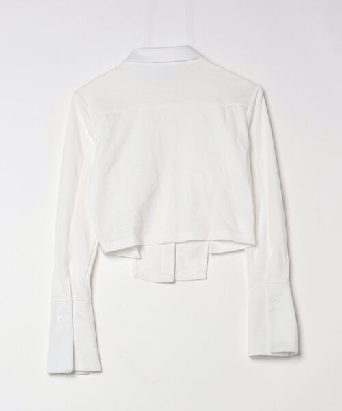 XU(エックスユー)の「ストリートファッション XU エックスユー slit cropped shirt スリット クロップドシャツ コットンシャツ ポケットシャツ 長袖シャツ 長袖トップス 羽織り 韓国ファッション Y2Kファッション(シャツ/ブラウス・レディース・ホワイト/ブラック・ONE SIZE)」の3枚目の写真