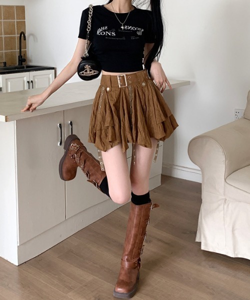 .KOM（ドットコム）の「A'GEM/9 × .kom 『.KOM/ドットケーオーエム』 ハトメデザインスカート（スカート・レディース・ブラック/ブラウン・S/M）」の17枚目の写真