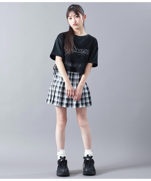 ANAP GiRL(アナップガール)の「プリーツスカートインパンツ付(スカート・キッズ・ベージュ/ホワイト/ブラック×ホワイト/ブラック・XS/S/M)」の15枚目の写真