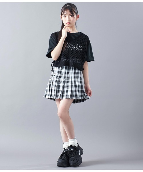 ANAP GiRL(アナップガール)の「プリーツスカートインパンツ付(スカート・キッズ・ベージュ/ホワイト/ブラック×ホワイト/ブラック・XS/S/M)」の16枚目の写真