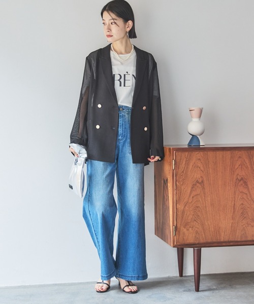 ドゥアルシーヴ メッシュジャケット ロングシーズンHIT ITEM】メッシュテーラードダブルジャケット