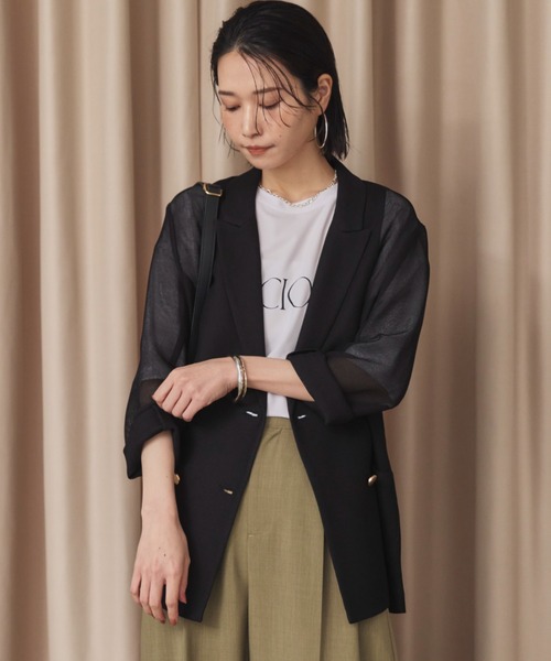 ドゥアルシーヴ メッシュテーラードダブルジャケット黒 セール】【ロングシーズンHIT ITEM】メッシュテーラードダブル