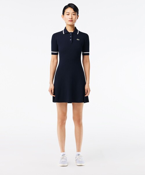 LACOSTE(ラコステ)の「シームレスビスコース ストレッチ 3Dニットポロドレス(シャツワンピース・レディース・ブルー系その他・40/38/34/36)」の8枚目の写真