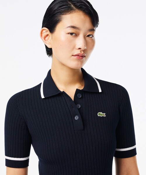 LACOSTE(ラコステ)の「シームレスビスコース ストレッチ 3Dニットポロドレス(シャツワンピース・レディース・ブルー系その他・40/38/34/36)」の9枚目の写真