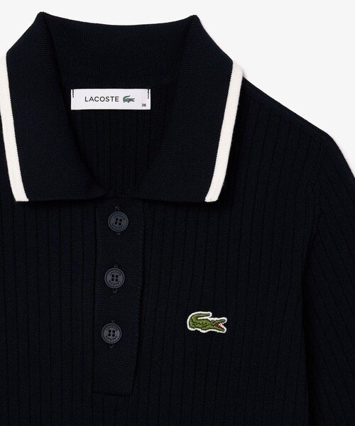LACOSTE(ラコステ)の「シームレスビスコース ストレッチ 3Dニットポロドレス(シャツワンピース・レディース・ブルー系その他・40/38/34/36)」の12枚目の写真