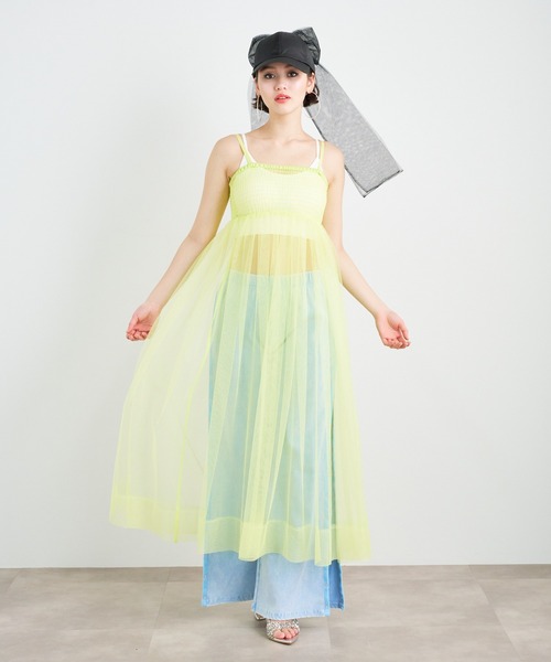 ANNA SUI NYC(アナ スイ エヌ ワイ シー)の「ANNA SUI NYC チュールキャミソールドレス(ワンピース・レディース・ブラック/イエロー/グリーン・FREE)」の3枚目の写真