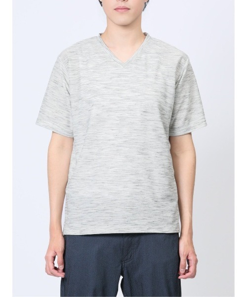 m.f.editorial（エムエフエディトリアル）の「スペースダイリップル Vネック半袖Tシャツ（Tシャツ/カットソー・メンズ・ライトグレー・X-LARGE/MEDIUM/LARGE）」の3枚目の写真