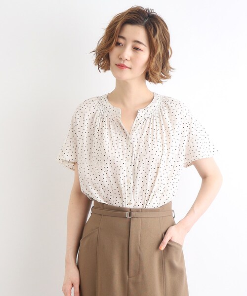 grove（グローブ）の「◆＜ご自宅で洗える＞ヴィンテージサテンスキッパーブラウス（シャツ/ブラウス・レディース・ネイビー系/ホワイト系3/ホワイト系8/イエロー系その他/ブルー系その他/オフホワイト・03/02/01/04/05）」の3枚目の写真