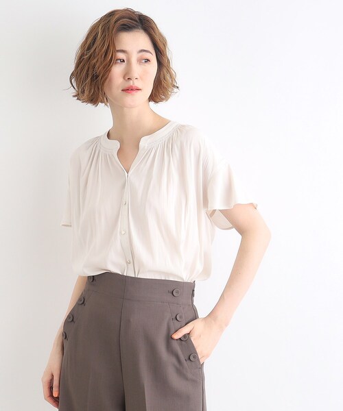 grove（グローブ）の「◆＜ご自宅で洗える＞ヴィンテージサテンスキッパーブラウス（シャツ/ブラウス・レディース・ネイビー系/ホワイト系3/ホワイト系8/イエロー系その他/ブルー系その他/オフホワイト・03/02/01/04/05）」の7枚目の写真