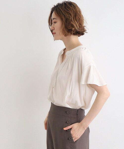 grove（グローブ）の「◆＜ご自宅で洗える＞ヴィンテージサテンスキッパーブラウス（シャツ/ブラウス・レディース・ネイビー系/ホワイト系3/ホワイト系8/イエロー系その他/ブルー系その他/オフホワイト・03/02/01/04/05）」の8枚目の写真