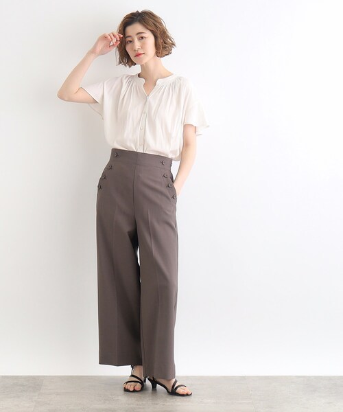 grove（グローブ）の「◆＜ご自宅で洗える＞ヴィンテージサテンスキッパーブラウス（シャツ/ブラウス・レディース・ネイビー系/ホワイト系3/ホワイト系8/イエロー系その他/ブルー系その他/オフホワイト・03/02/01/04/05）」の9枚目の写真