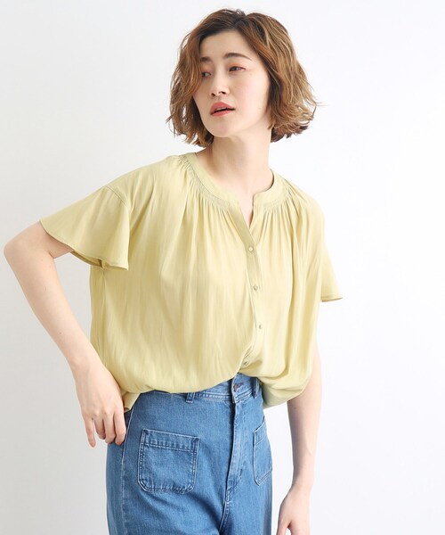 grove（グローブ）の「◆＜ご自宅で洗える＞ヴィンテージサテンスキッパーブラウス（シャツ/ブラウス・レディース・ネイビー系/ホワイト系3/ホワイト系8/イエロー系その他/ブルー系その他/オフホワイト・03/02/01/04/05）」の12枚目の写真