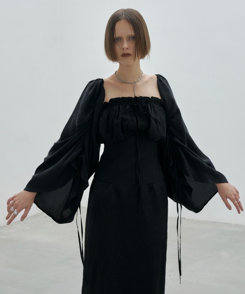 JOSE MOON（ジョゼムーン）の「CUPLA OFF SHOULDER/キュプラオフショルダー（シャツ/ブラウス・レディース・ホワイト/ブラック・FREE）」の10枚目の写真