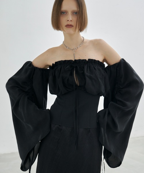 JOSE MOON（ジョゼムーン）の「CUPLA OFF SHOULDER/キュプラオフショルダー（シャツ/ブラウス・レディース・ホワイト/ブラック・FREE）」の7枚目の写真