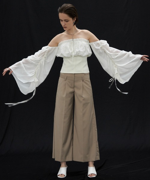 JOSE MOON（ジョゼムーン）の「CUPLA OFF SHOULDER/キュプラオフショルダー（シャツ/ブラウス・レディース・ホワイト/ブラック・FREE）」の13枚目の写真