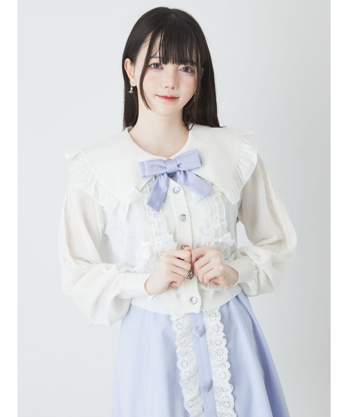 Ank Rouge(アンクルージュ)の「ドーリーリボンニットカーデ(ニット/セーター・レディース・ブラック/ホワイト/ピンク・M)」の11枚目の写真