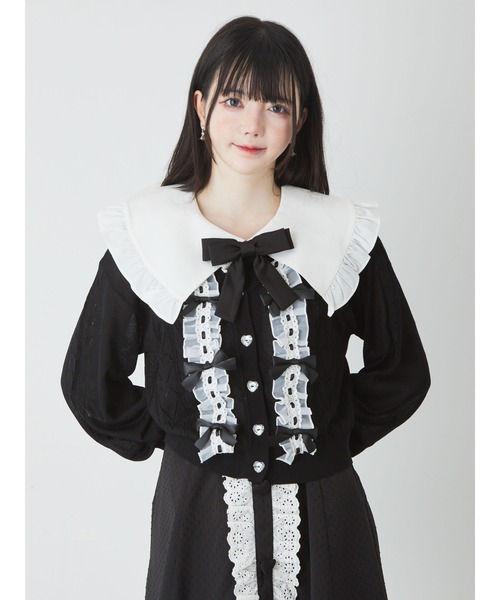 Ank Rouge(アンクルージュ)の「ドーリーリボンニットカーデ(ニット/セーター・レディース・ブラック/ホワイト/ピンク・M)」の13枚目の写真