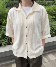 flaner | Loose open collar mesh shirt / ルーズオープンカラーメッシュシャツ(シャツ/ブラウス)