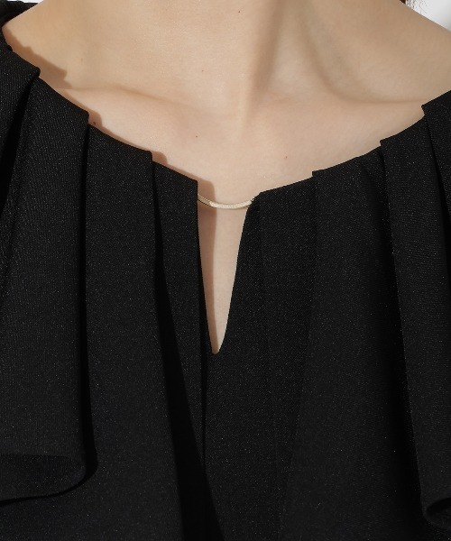 【新品未使用】アンドクチュール ラッフルフリルノースリワンピース AND COUTURE（アンドクチュール）の「ラッフルフリルノースリ